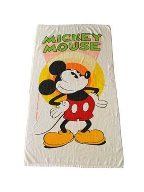 Vintage 80s 90s Mickey Mouse Beach Towel Walt Disney Disneyland Franco